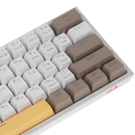 Клавиатура проводная REDRAGON Fizz RU,Rainbow,бежевый/желтый,red свитч