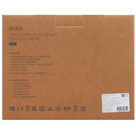 СХД SYNOLOGY настольное исполнение 4BAY NO HDD DS423
