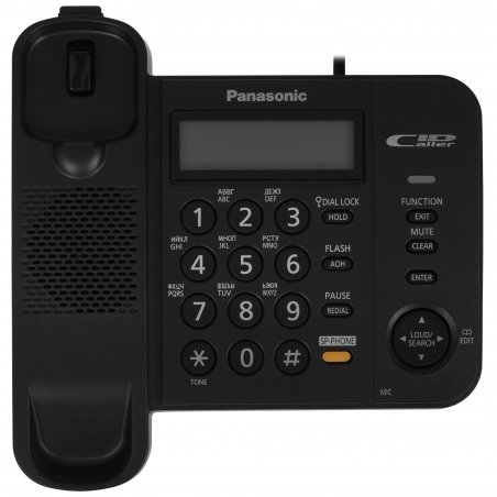 Телефон проводной Panasonic KX-TS2358RUB черный АОН,Caller ID,ЖКД,блокировка набора,выключение микрофона,кнопка "пауза"