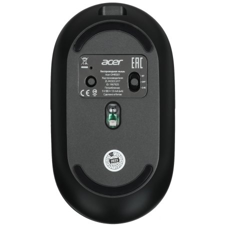 Мышь беспроводная Acer OMR301 черный, 1600 dpi, радиоканал, Bluetooth, USB, кнопки - 4