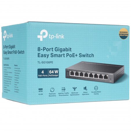 Коммутатор TP-Link SMB TL-SG108PE Easy Smart гигабитный 8-портовый коммутатор с 4 портами PoE