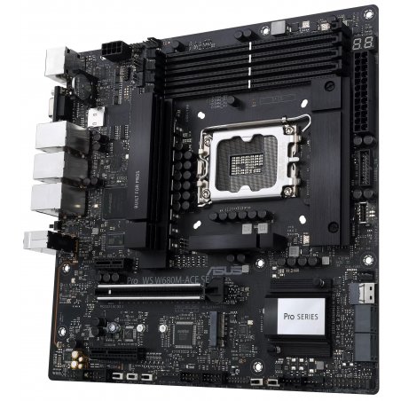 Материнская плата ASUS Pro WS W790E-SAGE SE, LGA4677, Intel W790, 8xDDR5 (ECC), 3xM.2, 2xSlimSAS, 8xSATA, 7xPCIe 5.0, 2x10Gb LAN, 1xUSB 3.2 Gen 2x2 (Type-C), 5xUSB 3.2 Gen 2 (Type-A + Type-C), 2xUSB 2.0, 5x3.5 мм, 7.1, EATX
