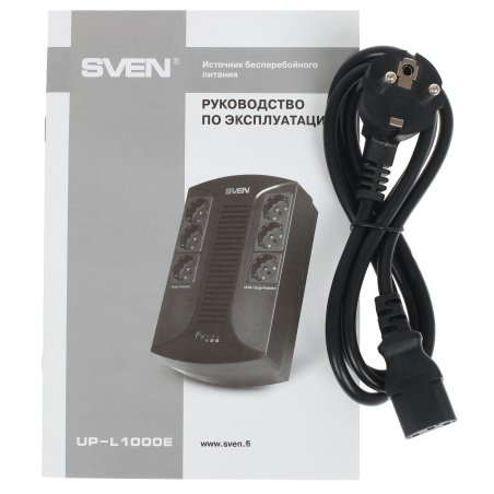Источник бесперебойного питания SVEN UP-L1000E 1000VA/500W (6 розеток: 3х UPS/сетевой фильтр+3 x сетевой фильтр)