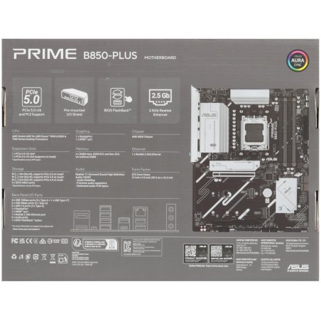 Материнская плата ASUS PRIME B850-PLUS WIFI, AM5, AMD B850, 4xDDR5, 4xSATA, 3xM.2, 1xPCIe 5.0 x16, 1xPCIe 4.0 x16, 2xPCIe 3.0 x1, 1xDP, 1xHDMI, 1x2.5Gb LAN, Wi-Fi 6E, Bluetooth 5.3, 4xUSB-A 10Gbps, 1xUSB-C 10Gbps, 2xUSB-A 5Gbps, 2xUSB-A 2.0, 3x3.5 мм, 7.1