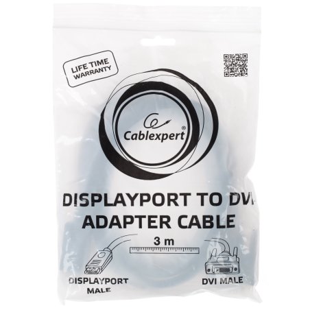 Кабель DisplayPort-DVI Gembird/Cablexpert 3м, 20M/19M, черный, экран, пакет(CC-DPM-DVIM-3M)
