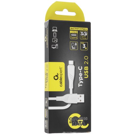 Кабель USB2.0 Cablexpert CCB-USB2-AMCMO1-1MW, AM/Type-C, издание Classic 0.1, длина 1м, белый, блистер