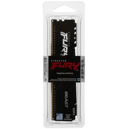 Оперативная память Kingston Fury Beast, DDR4, 16Gb (1x16Gb), 3200MHz, CL16, DIMM, с радиатором, черный