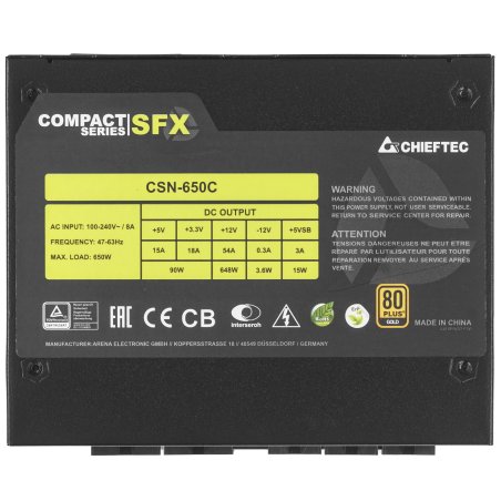 Блок питания Chieftec Compact CSN-550C Retail, 550Вт, 80 PLUS Gold, 80мм, модульный, черный