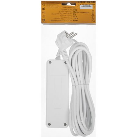 Сетевой удлинитель Perfeo с заземлением "POWERMATE",PF_A4688 (5,0 м, 3 розетки, белый (PF-PE-3/5,0-W))