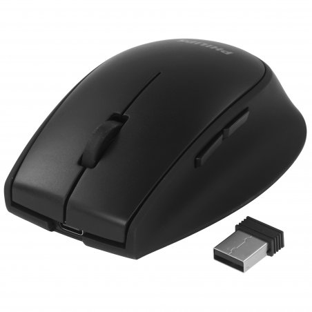 Мышь беспроводная Philips SPK7627 черный, 1600 dpi, радиоканал, Bluetooth, USB, кнопки - 5