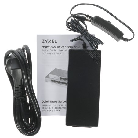 Коммутатор Zyxel GS1200-8HP V2 8 Port Gigabit PoE+ webmanaged Switch, 4x PoE, 60 Watt