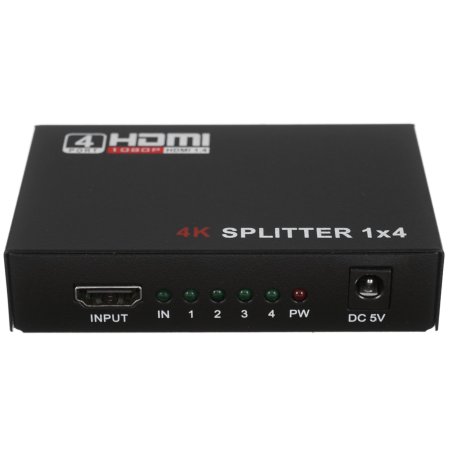 Разветвитель HDMI HDMI 4K Splitter Orient HSP0104H, 1->4, HDMI 1.4b/3D, UHDTV 4K(3840x2160)/HDTV1080p/1080i/720p, HDCP1.2, внешний БП 5В/1.5A, метал.