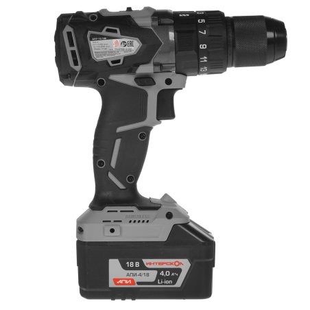 Дрель-шуруповерт аккумуляторная ИНТЕРСКОЛ ДАУ-13/18В, Аккумуляторный, 18В, Ударный, Кейс
