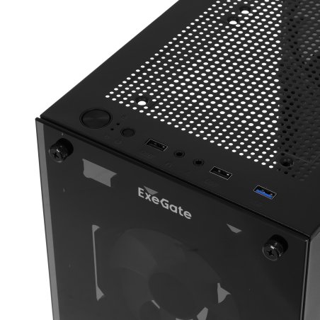 Компьютерный корпус Miditower ExeGate i3 BASE-NPX500 (ATX, БП 500NPX с вент. 12 см, с окном, 1*USB+1*USB 3.0, аудио, 4 вент. 12см с RGb подсветкой)
