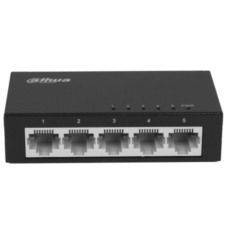 Коммутатор 5-в-1 Dahua DH-PFS3005-5ET /5 портовдо 100 Мбит.с/коммутация до 1 Gbит.с/неуправляемый/Plug & Play/черный (DH-PFS3005-5ET)