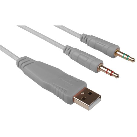 Гарнитура Defender Ghost LED белый, проводная, USB / 2 x mini jack 3.5 мм, подсветка