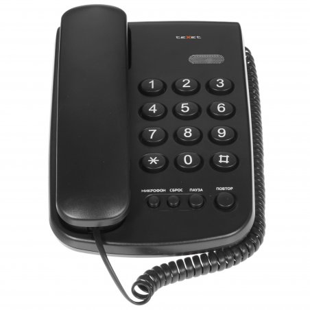 Телефон проводной teXet TX-201 черный