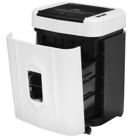 Шредер Heleos АП20-5 белый/черный с автоподачей (секр.P-5) перекрестный 131лист. 20лтр. скрепки скобы пл.карты