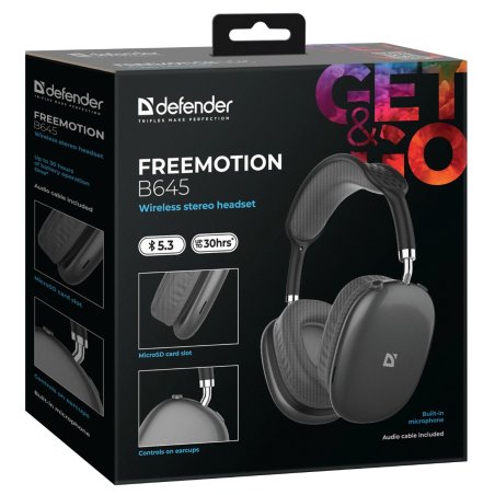 Беспроводная гарнитура Defender FreeMotion B645 черный, микрофон, Bluetooth