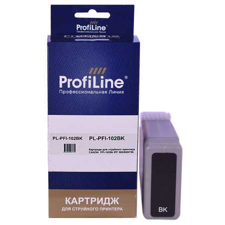 Картридж струйный ProfiLine PL-PFI-102BK для принтеров Canon IPF510/IPF605/IPF610/IPF650/IPF655/IPF710/IPF750/IPF755/IPF760/IPF765 с чернилами Black
