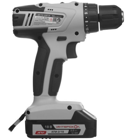 Дрель-шуруповерт аккумуляторная ИНТЕРСКОЛ ДА-10/18ЭР 35 ПРОМО, 18В, 1400 об/мин, с 2 АКБ 2 Ач и ЗУ