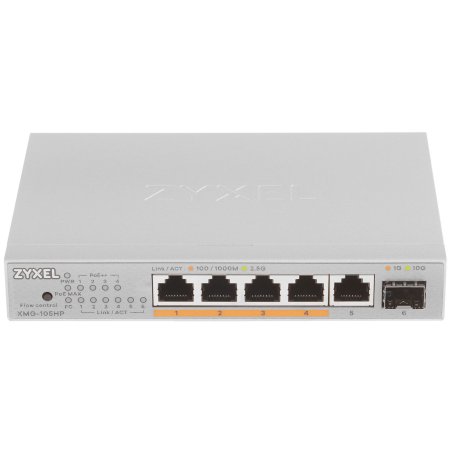 Коммутатор Zyxel XMG-105HP-EU0101F (L2) 5x2.5Gbит/с 1SFP+ 4PoE++ 70W неуправляемый