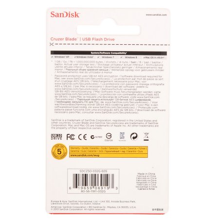 Флешка USB Sandisk 32Gb Cruzer Blade SDCZ50-032G-B35 USB 2.0 черный/красный