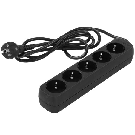 Удлинитель Defender с заземлением M518 1.8 м, 5 розеток, черный