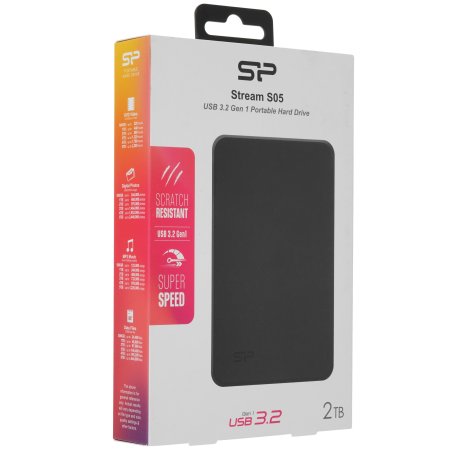 Внешний HDD 2.5" Silicon Power Stream S05, 2TB, USB 3.2 Gen 1 Type-A, 5400 rpm, черный