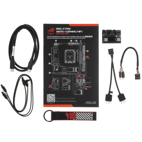 Материнская плата ASUS ROG STRIX X870-I GAMING WIFI, AM5, AMD X870, 2xDDR5, 2xSATA, 2xM.2, 1xPCI-E 5.0 x16, 1xHDMI, 2xUSB-C USB4, 1xUSB-C 10Gbps, 4xUSB-A 10Gbps, 1x 2.5Gb LAN, 2x3.5 мм, Mini-ITX