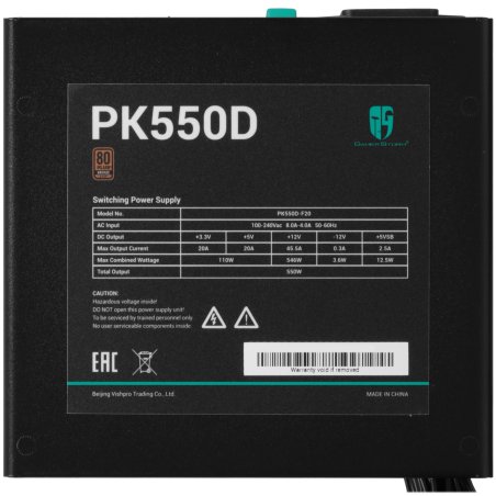 Блок питания Deepcool / GamerStorm PK550D, 550Вт, 80 PLUS Bronze, 120мм, черный