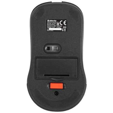 Мышь беспроводная Defender Nexus MS-195 черный, 1600 dpi, радиоканал, USB, кнопки - 4