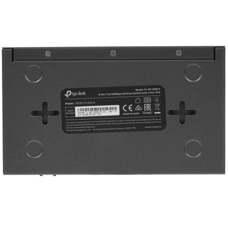 Коммутатор TP-Link 8-Port 10/100Mbps Unmanaged Switch with 4-Port PoE, metal case, desktop mount, PoE budget 41W.