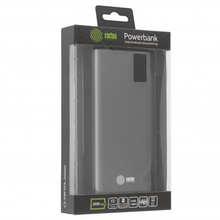 Портативный аккумулятор Cactus CS-PBFSFA-20000 20000mAh 4.5A 2xUSB-A/USB-C серый