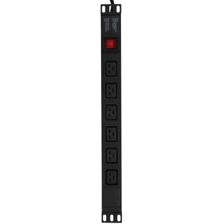 Блок розеток горизонтальный ExeGate ServerPro PDU-19H013 Al-6C19-EU3-SW, 19", 1U, Алюминий, 6 IEC 320 C19, кабель с евровилкой VDE-250V-16A-3*1.5мм2, 3 метра, выкл. с подсветкой, черный
