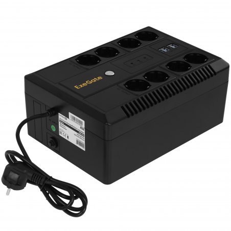 Источник бесперебойного питания ExeGate NEO NNB-850.LED.AVR.8SH.CH 850VA/510W, LED, AVR, 8*Schuko, 4*USB-порта для зарядки, черный