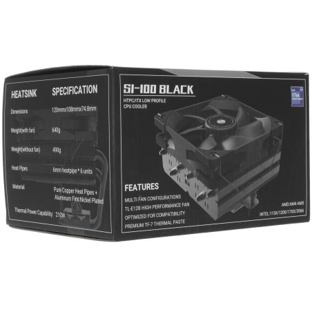 Кулер для процессора Thermalright Royal Pretor 130 черный (4-pin PWM, 158мм, Ni/Cu, 6x6мм, 1x120+1x130мм, 80.45CFM/81.88CFM, 29.4dBA/28.3dBA, 2150PM/1750RPM, S: 1200, 1700, 1851, 2011, 2066, 115X, AM4, AM5, black)