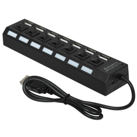 Концентратор USB 2.0 Gembird UHB-U2P7-02, 7 портов, питание, блистер