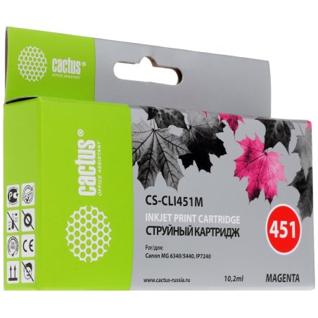 Картридж струйный Cactus CS-CLI451M пурпурный (10.2 мл) для Canon MG 6340/5440/IP7240