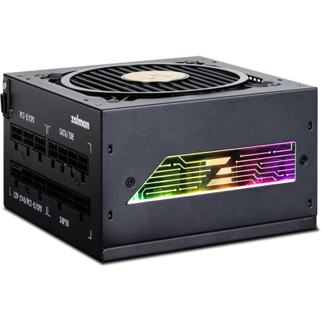 Блок питания Zalman ZM1000-TMX2 VIEW, 1000W, ATX12V v3.0, APFC, 12cm Fan, 80 PLUS Gold Gen5, Full Modular, side ARGb lights, Retail