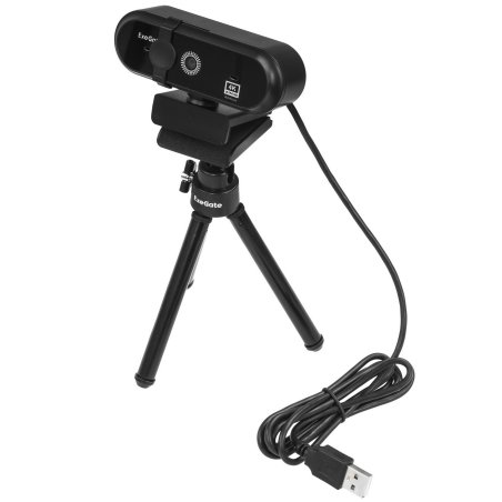 Веб-камера ExeGate EX287383RUS Stream HD 4000 4K UHD T-Tripod (матрица 1/3" 8 Мп, 3840x3104, 30fps, 6-линзовый объектив (стекло), автофокус, шторка, USB, микрофон с шумоподавлением, поворотное крепление, телескопический штатив Tripod Tele Ball, кабель 1,5
