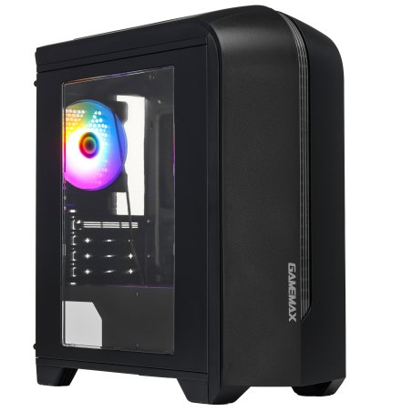Компьютерный корпус GameMax Centauri, без БП (ATX,Черн-сер,USB 3.0, Зак.стекло, 1*120мм. RGb, пыл.фил.), черный/серый