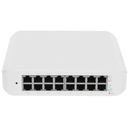 Коммутатор Wall-mountable, 16-port, Layer 2 PoE switch with a fanless cooling system.45W total PoE availability