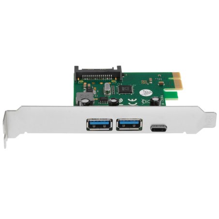 Контроллер ExeGate EXE-323 PCI-E 2.0, 2*USB 3.0 ext + 1*Type-C, разъем доп.питания (OEM)