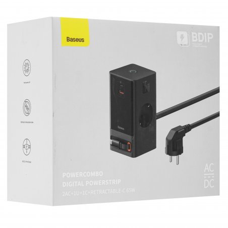 Сетевое зарядное устройство Baseus PowerCombo Cube Power Strip 3AC+2U+2C 30W 1.5m EU Cluster Black, E00066400117-00