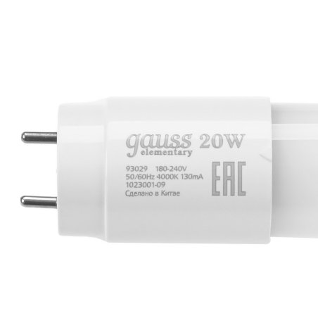 Лампа светодиодная LED Gauss Elementary T8 Glass 1200мм G13 20W 1560lm 4000K 1/30