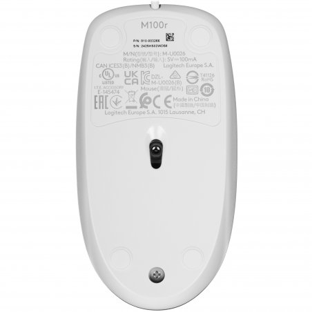 Мышь проводная Logitech M100R белый, 1000 dpi, USB, кнопки - 3