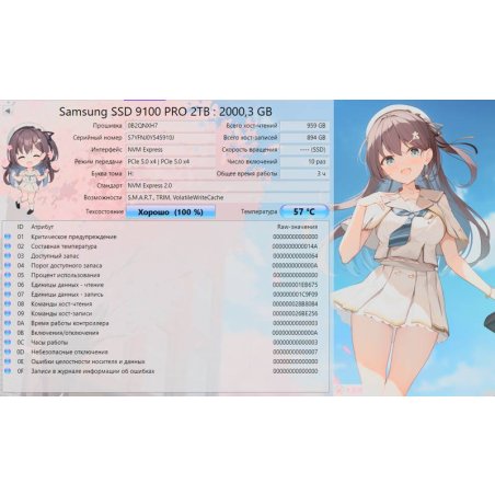 Накопитель SSD 4Tb Samsung 9100 PRO, M.2, PCI-E 5.0 x4, TLC 3D NAND R/W - 14800/13400 Mb/s