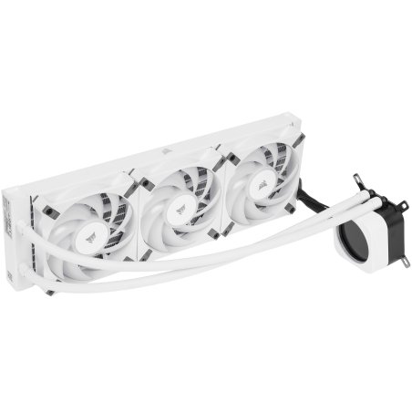 Система жидкостного охлаждения Water Cooling System Corsair iCUE H150i ELITE CAPELLIX XT (360мм, белый, RGb/ Fans: 3x120мм, 65.57CFM, 37dBA, 2100RPM/Rad thickness 27мм/ S: 1851, 1700, 1200, 115X, AM5, AM4)