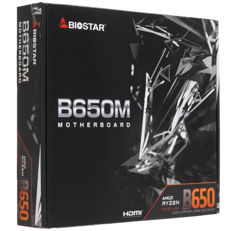 Материнская плата Biostar B650MT, AM5, AMD B650, 2xDDR5, 4xSATA, 1xM.2, 1xPCI-E 4.0 x16, 1xPCI-E x1, 1xHDMI, 1xDP, 1x 1Gb LAN, 4xUSB-A 3.2 Gen 1, 2xUSB-A 2.0, 3x3.5 мм, 7.1, Micro-ATX